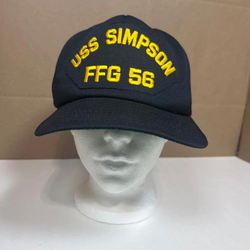 USS Simpson FFG 56 Navy Blue Snapback Hat Vintage‎ Military Made in USA Cap